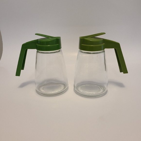 2 Vintage Federal Housewares Syrup Sugar Creamer Dispenser Green Spout Retro Mod - Picture 1 of 4